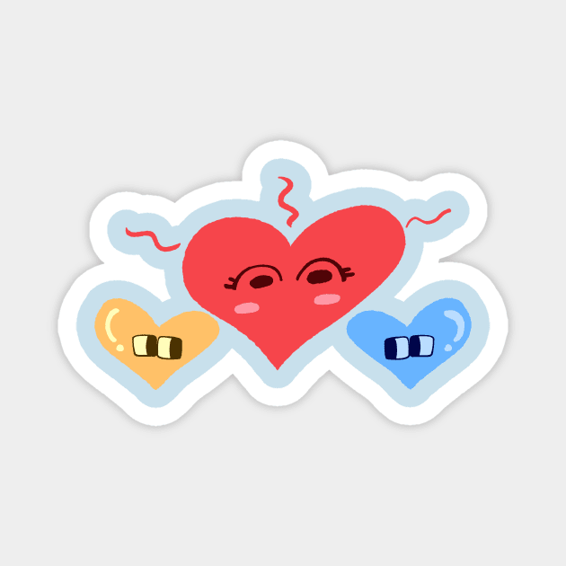 primary hearts Magnet by robodots