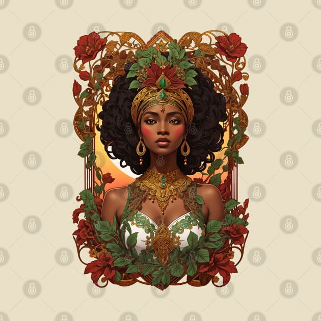 African Queen of Sheba retro vintage floral design by Neon City Bazaar