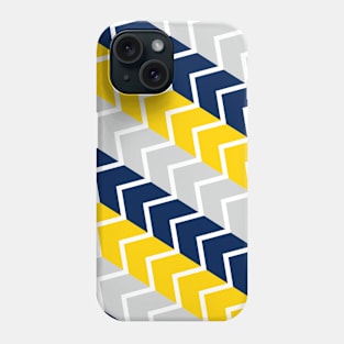 Blue Yellow And Grey Stripe And Zig Zag Abstract Pattern Design Phone Case