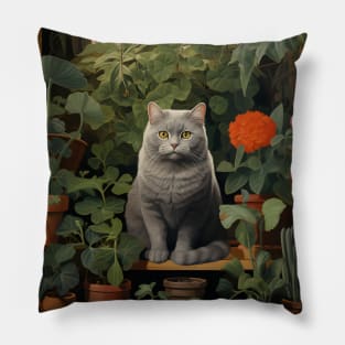 Purrfect Harmony: Cats and Plants Pillow