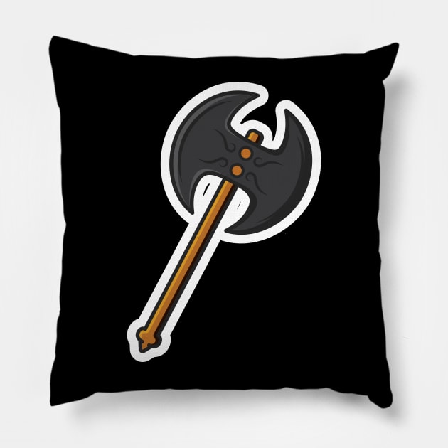 Ax hammer vector illustration. Weapon object icon concept. Dangerous wooden ax vector design. Pillow by AlviStudio