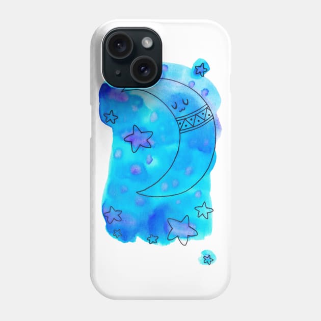 Sleepy Moon Watercolor Phone Case by saradaboru