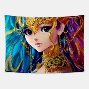 Gold Peacock Princess-1 Tapestry