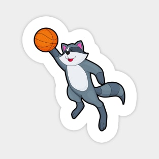 Racoon as Basketball player with Basketball Magnet