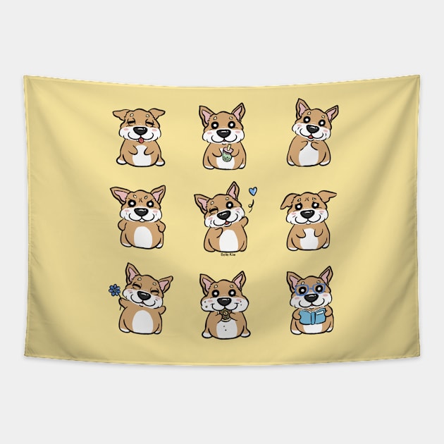 Pup pondering life Tapestry by doodletokki