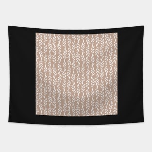 Taupe Minimalist Leaves Pattern Tapestry