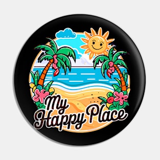 My Happy Place Is At the Beach Tropical Beach Life Palm Trees Summertime Summer Vacation Pin