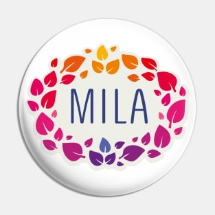 Mila name with colorful leaves Pin