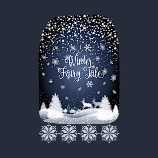 Winter Holiday Fairy Tale Snowy Forest and Reindeer T-Shirt