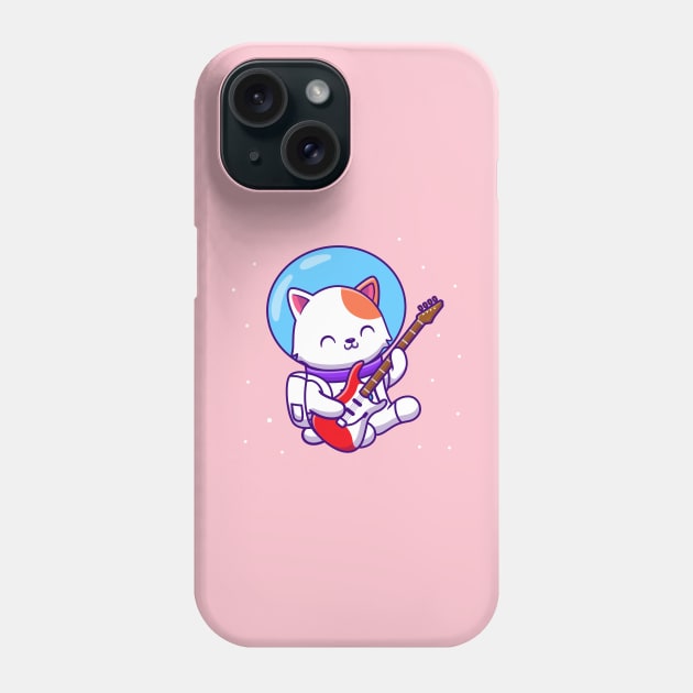 Cute Astronaut Cat Playing Guitar Phone Case by Catalyst Labs