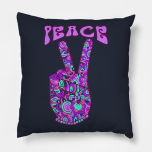 Peace Sign in Groovy Psychedelic Colours Pillow