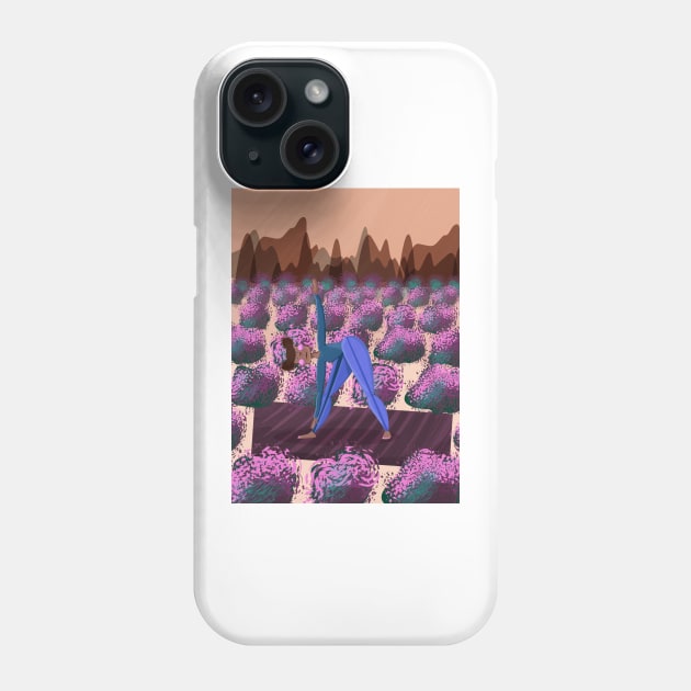 Yoga girl in a field of lavender - very peri Phone Case by Ipoole