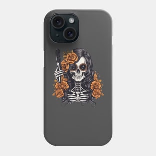 Mardi gras skeleton hairdresser Phone Case