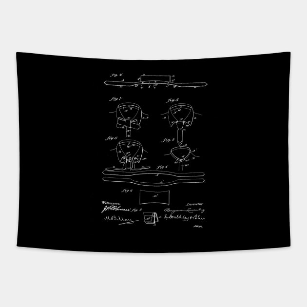Shirt Collar and Necktie Vintage Patent Drawing Tapestry by TheYoungDesigns