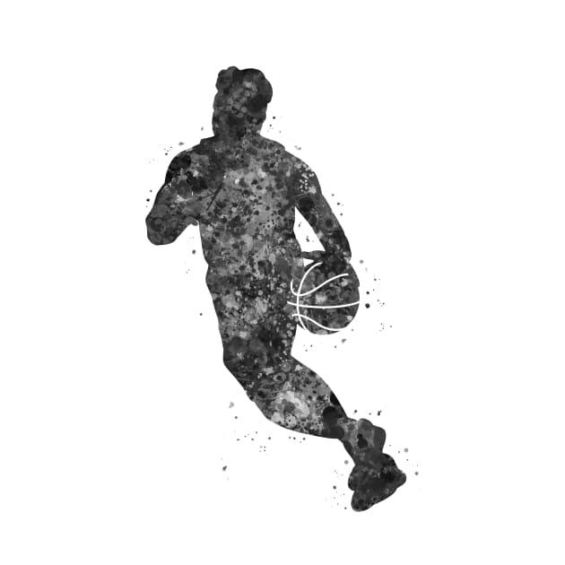 Basketball player man black and white by Yahya Art