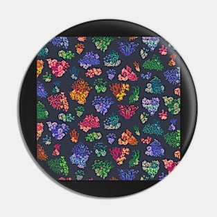 Vintage Neon Rainbow Grey Floral - Nanakusa The Seven Grasses of Autumn Pin