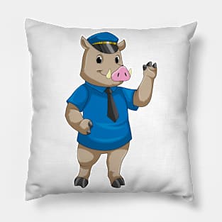 Boar as Police officer with Police hat Pillow