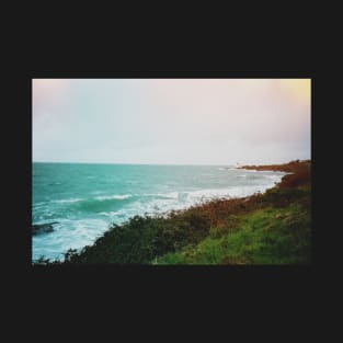 Film photo with authentic light leak of the lighthouse at Bluff, New Zealand. T-Shirt