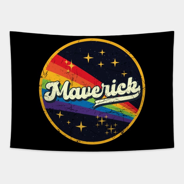 Maverick // Rainbow In Space Vintage Grunge-Style Tapestry by LMW Art