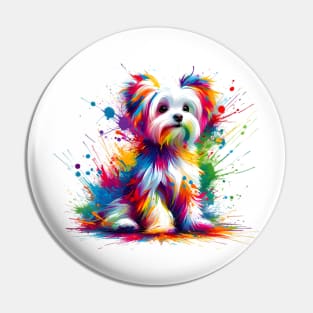 Vibrant Maltese in Colorful Splash Art Style Pin