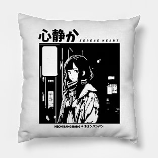 Black and White 8Bit Anime Manga Girl Pillow