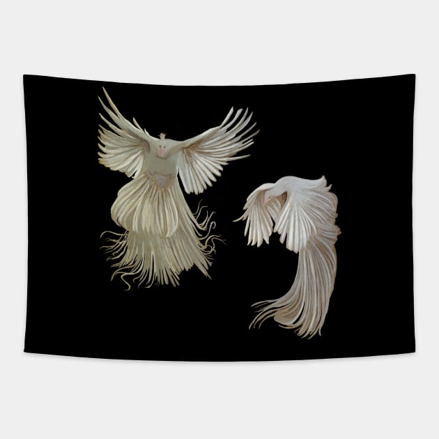 Albino Peacock Study Tapestry by Le petit fennec