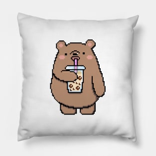 Pixel Bear Loves Boba Tea! Pillow