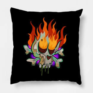 Skull on fire Pillow