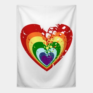 Rainbow Heart Tapestry