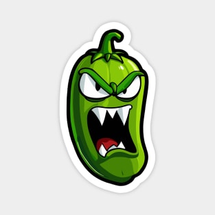 Angry Green Jalapeno Pepper Magnet