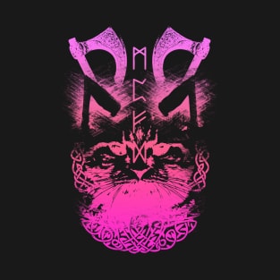 Abstract Cat in Viking Style - Purple T-Shirt