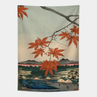 Maple Trees Momiji Japanese vintage art Utagawa Hiroshige Tapestry