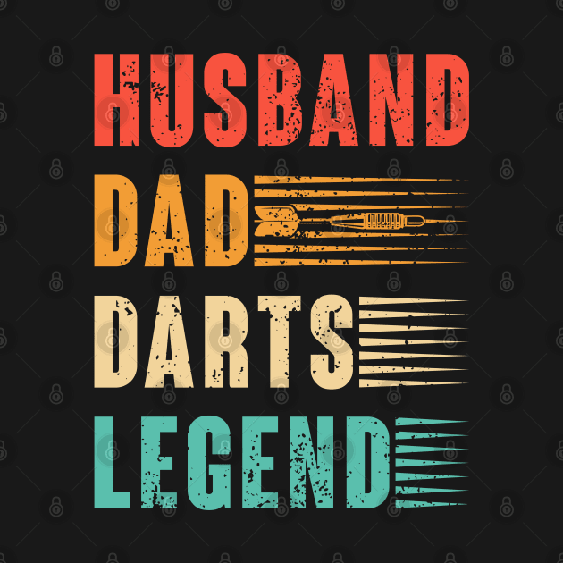 Husband Dad Darts Legend Funny Men's Dart Game Lover Player by Pizzan