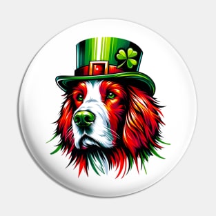 Irish Red and White Setter Celebrates St. Patrick's Day Pin