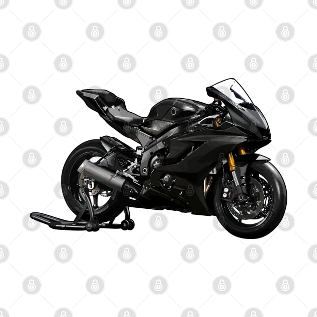 Black YZF R6 Motorcycle Sketch Art by KAM Std