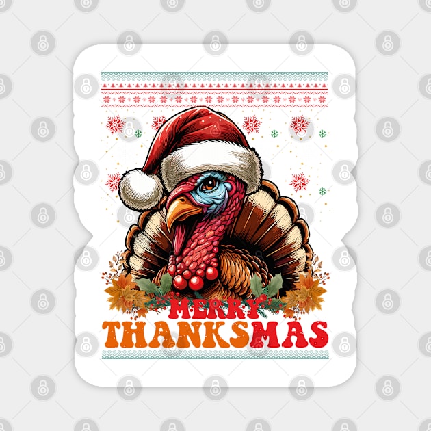 Thanksgiving Christmas Santa Turkey Merry Thanksmas Magnet by JessArty