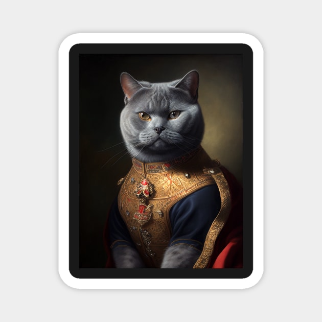 Royal Portrait of a British Shorthair Cat Magnet by pxdg