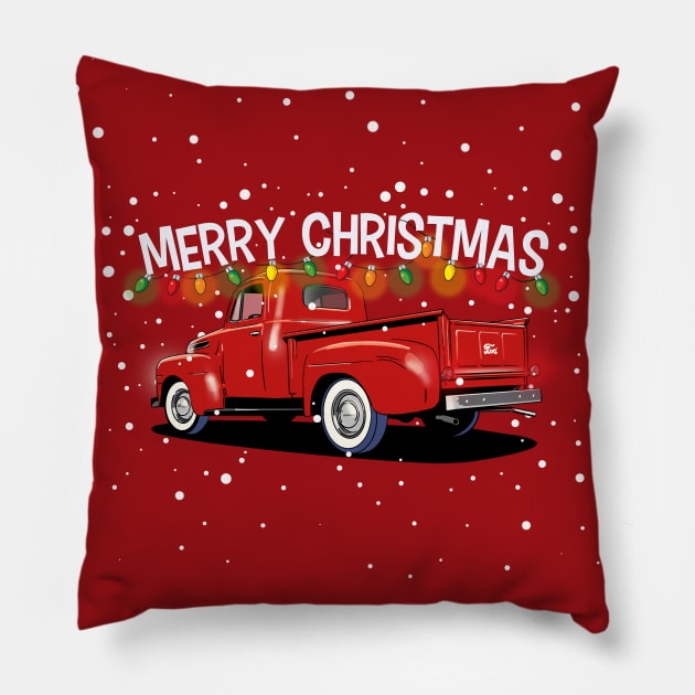 Ford Pickup Christmas Pillow by Webazoot