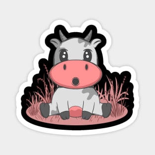 Cute Cartoon Chibi Cow Art | Cow Lover Gift Magnet