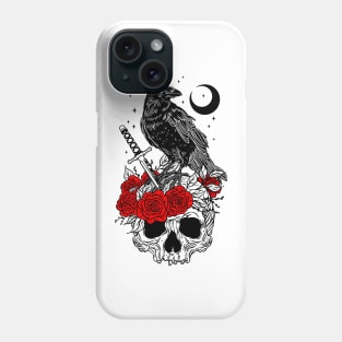 Crow with skull Phone Case