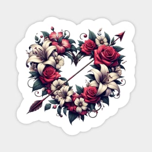 Eternal Bloom - A Symphony of Roses and Lilies Magnet
