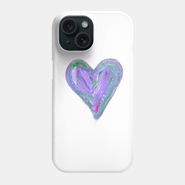 Purple and Teal Painted Heart with Splatter Phone Case by DaydreamerAlley