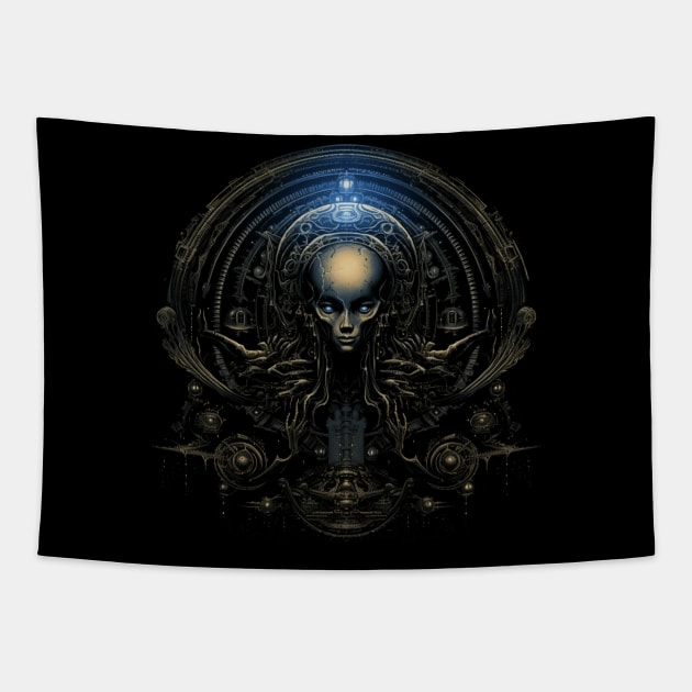 Humanesque Extraterrestrial Giger Style Tapestry by Hargen