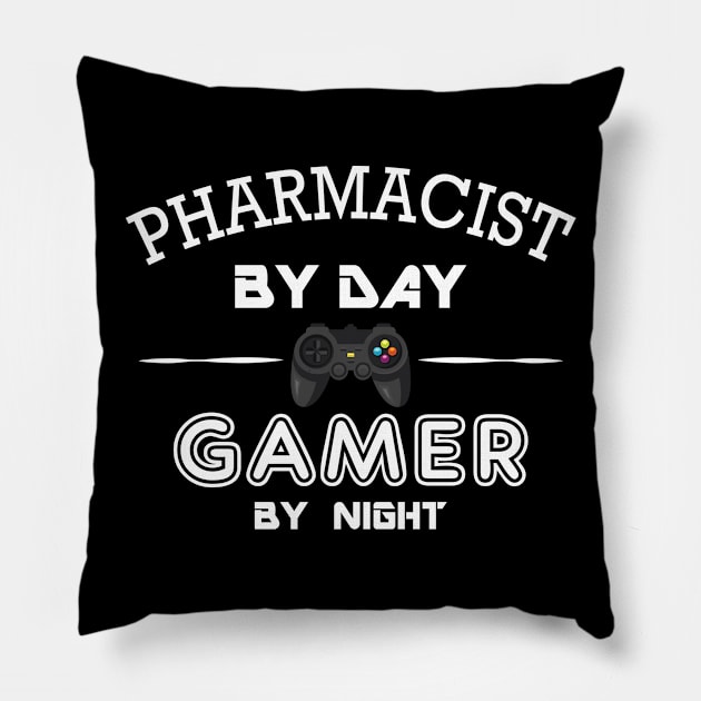 Pharmacist by day gamer by night Pillow by KC Happy Shop