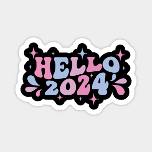 Hello 2024 pastel retro design Magnet