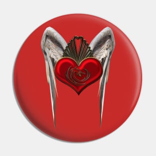 Wonderful heart with dragon and wings Pin