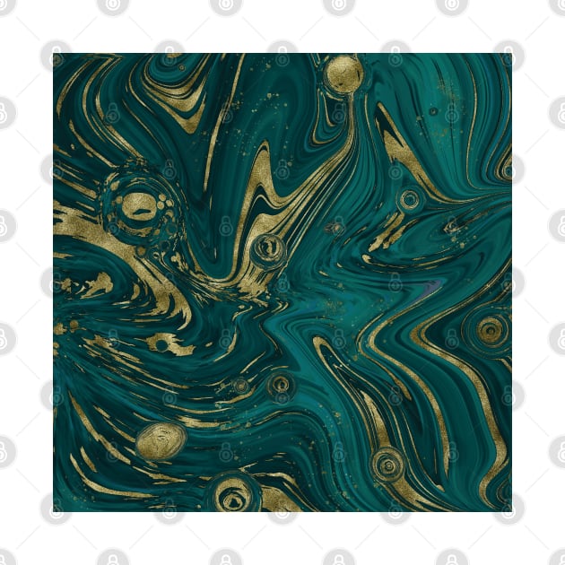 Gold Faux Glitter & Teal Green Marble Abstract Art by karenmcfarland13