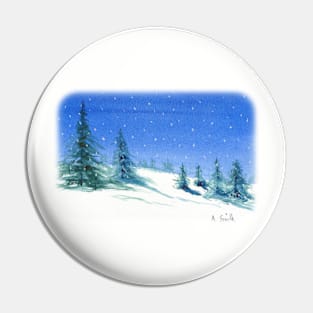 Snowy Hills and Trees Pin