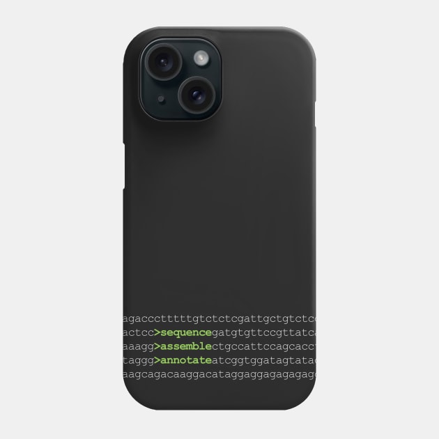 Bioinformatics Genome Sequence Assemble Annotate DNA Green Phone Case by MoPaws