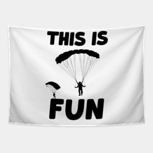 funny Parachute Skydiver Silhouette skydiving lover gift jump '' this is fun '' Tapestry